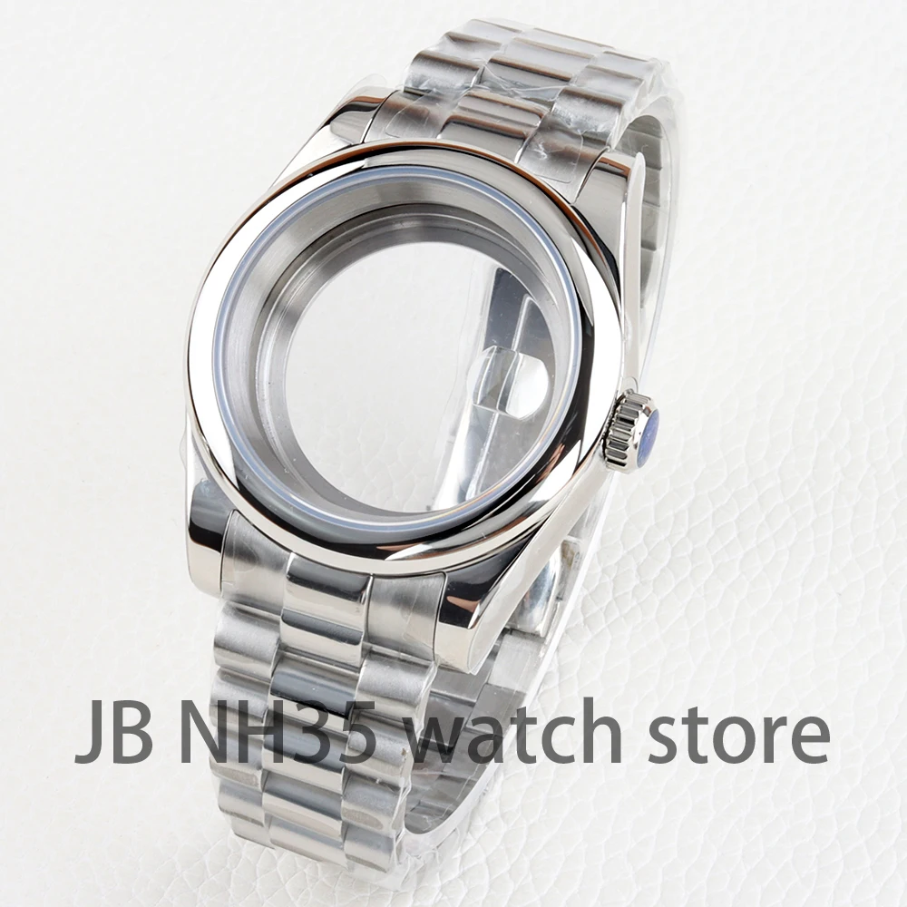 

Silver 36mm/39mm Watch Case 20mm Strap Set Solid 316L Stainless Steel for Datejust Seiko NH35 NH36 Movement 28.5mm Dial