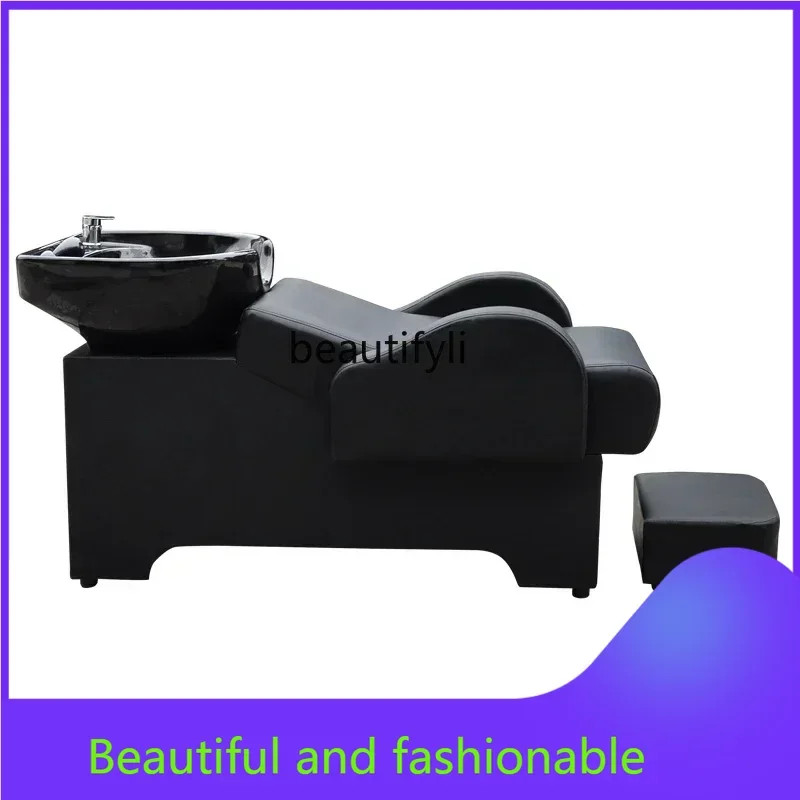 

zGNew Arrivals Barber Shop Shampoo Chair Hair Salon Flush Punch Bed Half Lying Simple Ceramic Hair Salon 03A