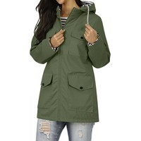 Women's Solid Color Rain Jacket Casual Windbreaker Outdoor Waterproof Hooded Raincoat Windproof Mountaineering Jacket Coats