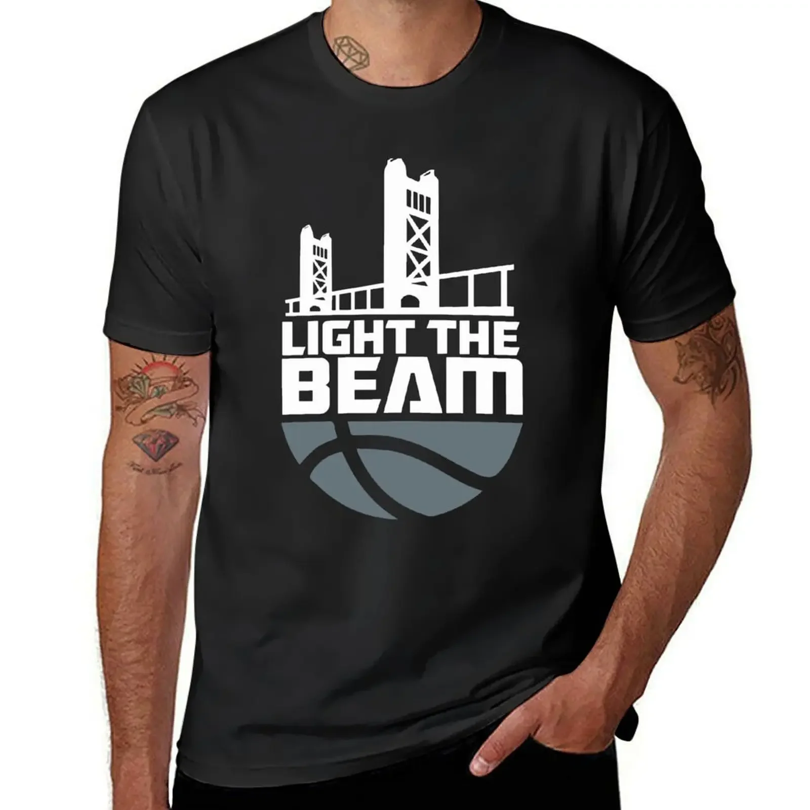 Light The Beam - Sacramento Basketball T-Shirt street wear tops basketball graphic tees custom shirt men graphic t shirts