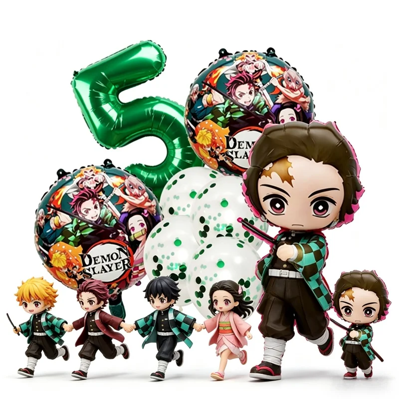 Demon Slayer Themen-Folienballons-Set Tanjiro Nezuko Kamado Ballons für Kindergeburtstag Dekoration Zahlenballons Globos