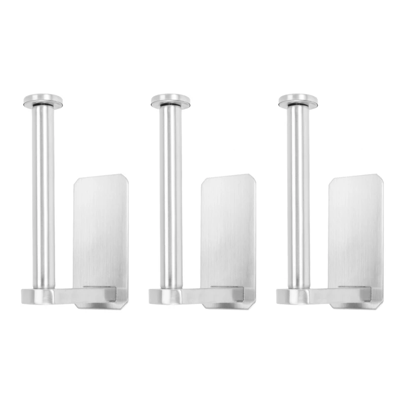 Auto-adesivo Toilet Paper Holder, SUS Aço Inoxidável, Sem Perfuração, Banheiro Cozinha Rolo De Tecido, Toalha Titular, 3 Pcs