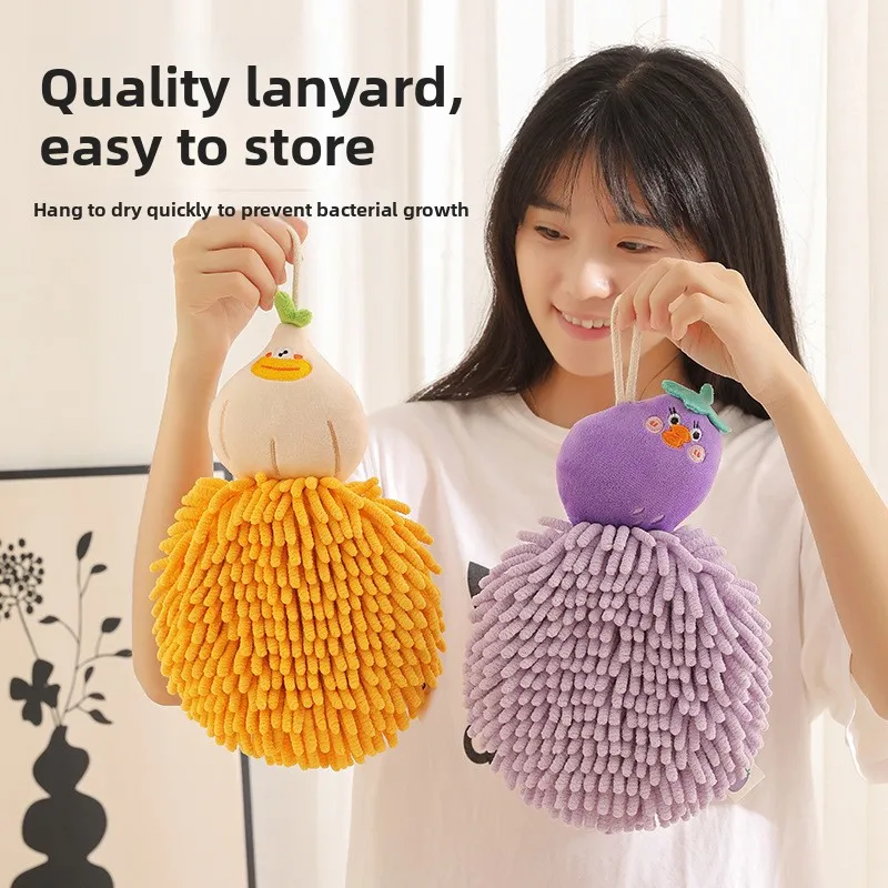 

Chenille Hand Towel & Drying Ball Hanging Multi-Functional Home & Kitchen Essential, Super Absorbent Quick-Drying Cleaning Cloth