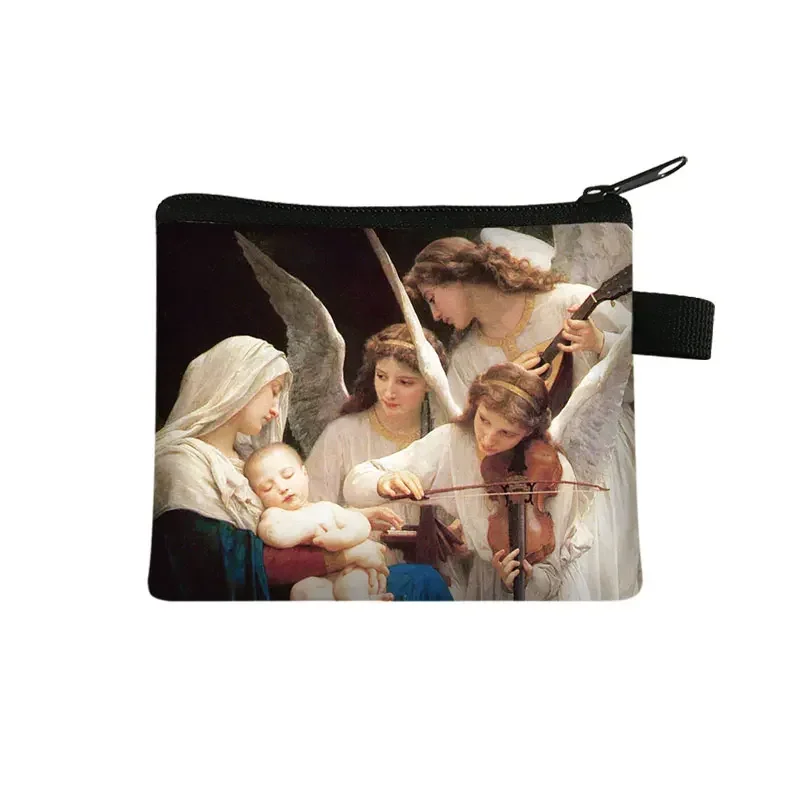 Vintage Religion Jesus Virgin Mary Coin Purse Women Men Wallet Keychain Zipper Pouch Coin Money Bag Mini Purse Small Clutch