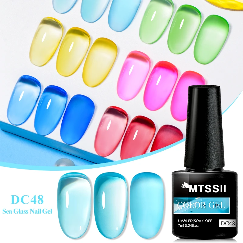 Gel de gelatina para esmaltes, Semi-transparente, azul do mar, verniz Nail Art, Semi permanente, verniz de gel UV, manicure, 7ml