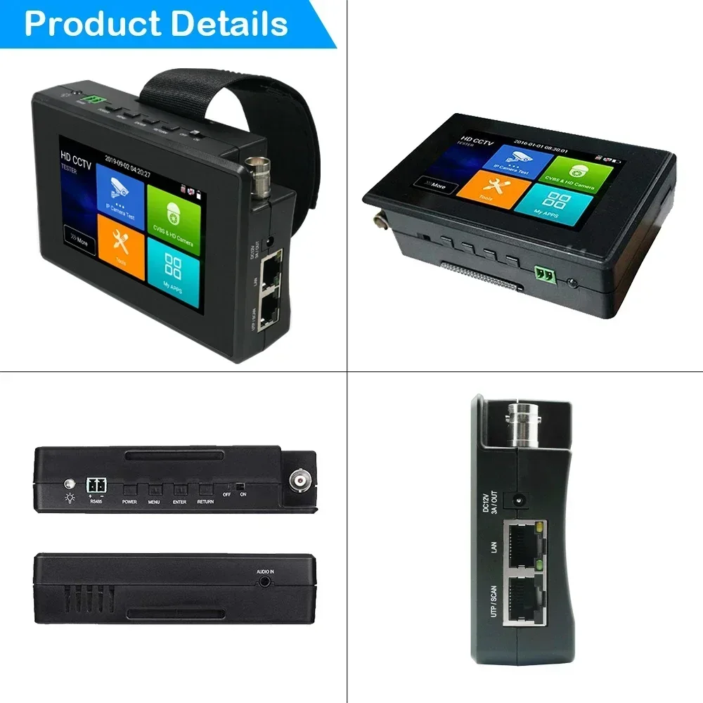 

To 4 Inch Wrist CCTV Tools H.265 AHD CVI TVI CVBS CCTV monitor for analog Ip camera tester POE testers CFTV 4K CCTV IP tester