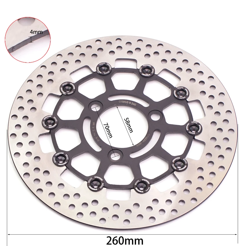 Disco freno rotore moto CNC alluminio 260mm 3 fori 5 fori pitching 70mm 59mm disco galleggiante per Yamaha BWS WISP moto