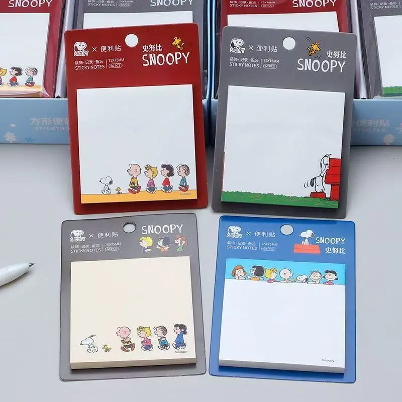 4pcs/pack Cartoon Snoopy Anime Sticky Notes Tag Kawaii Cute Peripheral Stationery Notepad Labels Stickers School Supplies Gifts