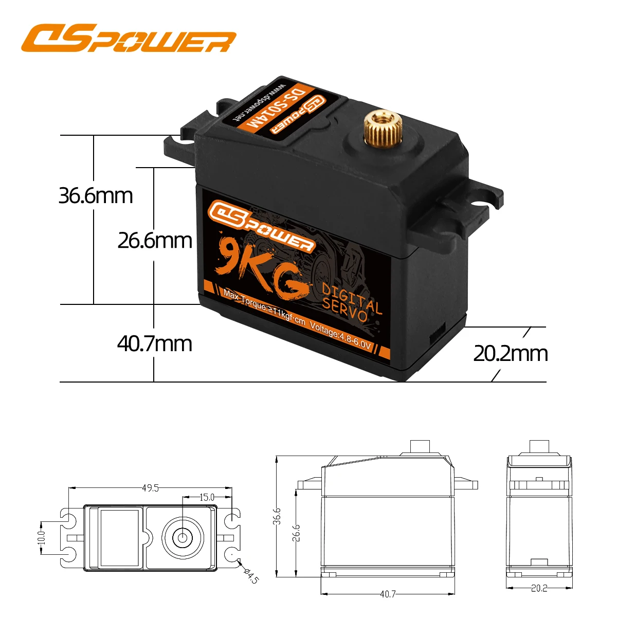 DSPOWER 9KG métal engrenage JR prise étanche numérique Servos pour RC dérive voiture Drone avion avion à voilure fixe Robot jouet accessoires