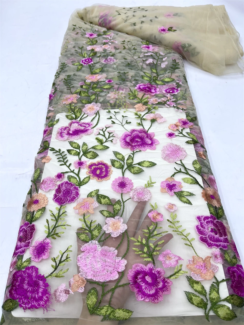 African Nigerian Tulle Lace 2024High Quality Fabric Embroidery Silk Fabric French Dress Prom Party Gown For Sewing 5Yards