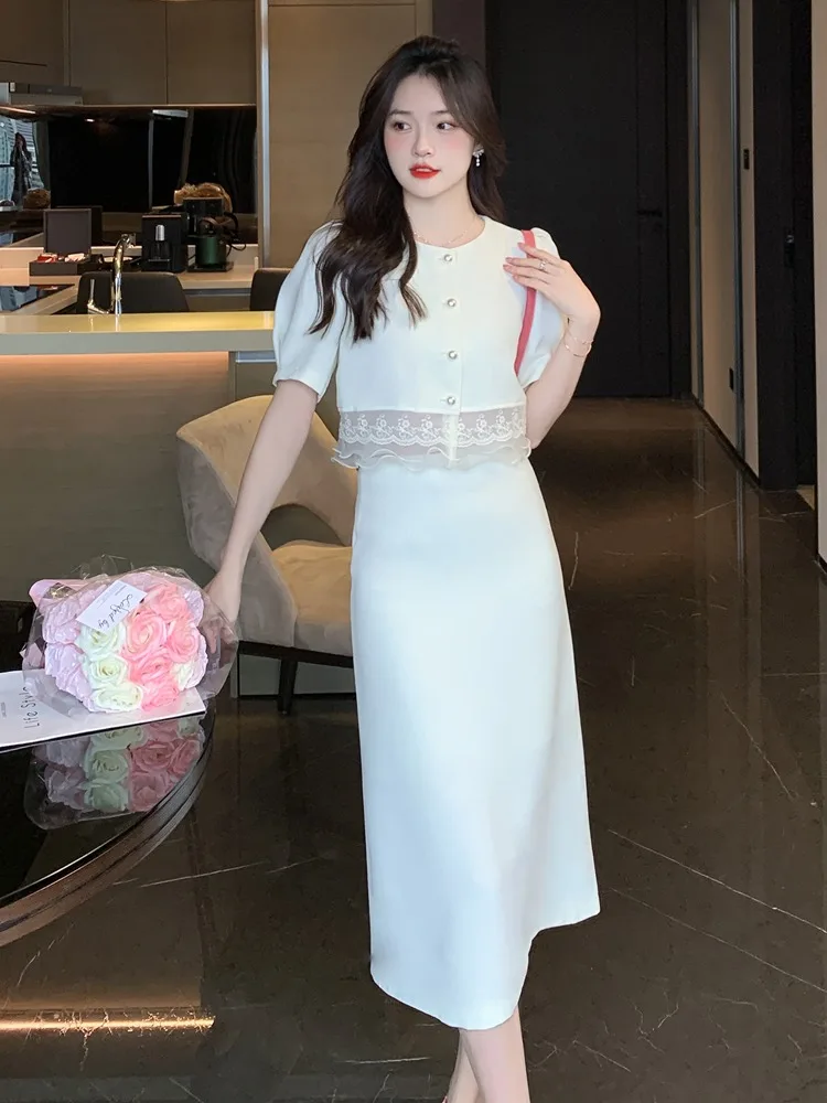 

UNXX Hot Sale Spring Summer Black 2 Pieces Set Women Short Tops + High Waist Pencil Skirts Casual Simple Office Lady Skirt Suit