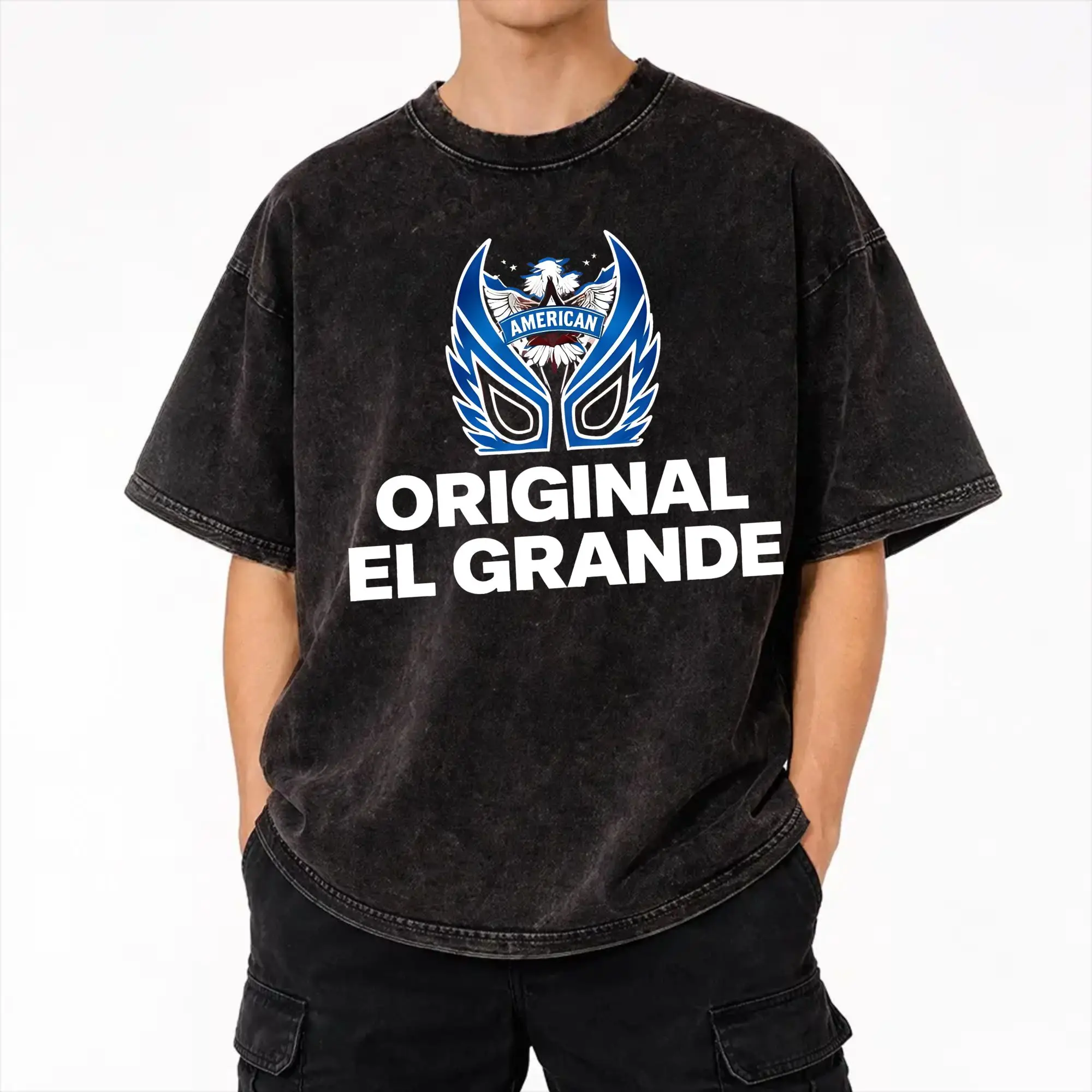 Summer El Grande Americano Pro Wrestling  Washed Shirt Merch Harajuku T-Shirts  Men Women Tees
