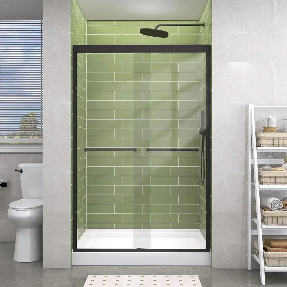 

Горячая распродажа: Раздвижная душевая дверь 46-48 дюймов. Ш x 72 дюйма. Полурамные раздвижные стеклянные двери для душа, двойные, с прозрачным стеклом 1/4 дюйма, термостойкие