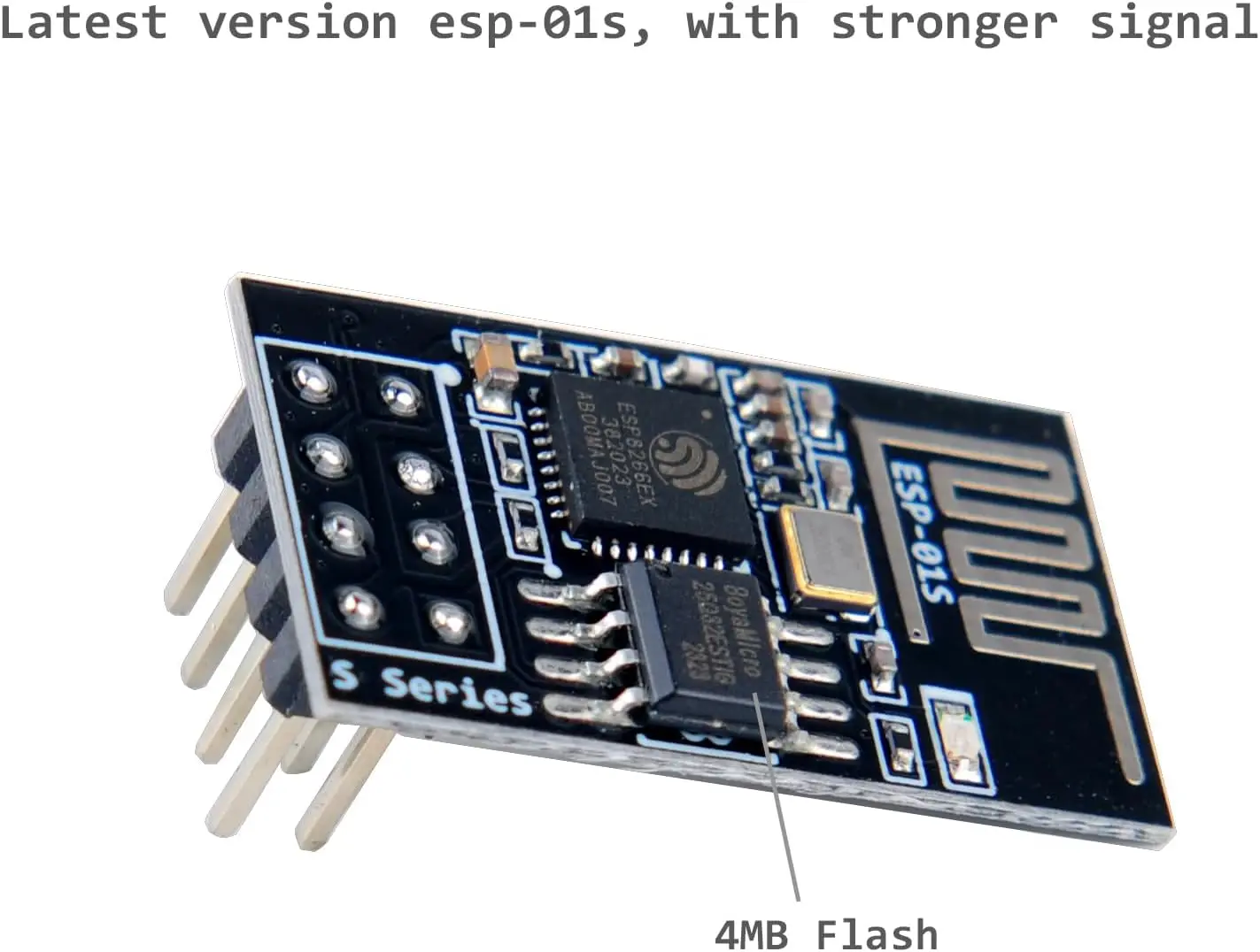ESP8266 ESP-01S WiFi Serial Transceiver Module with 4MB Flash + ESP8266 ESP-01 Breakout Board Breadboard Adapter