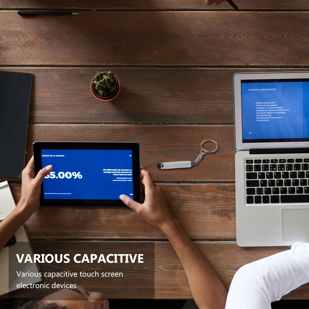 5 Pcs Portable Hand Fob Touch Screen Stylus Keychain Capacitive with Metal Universal Pens
