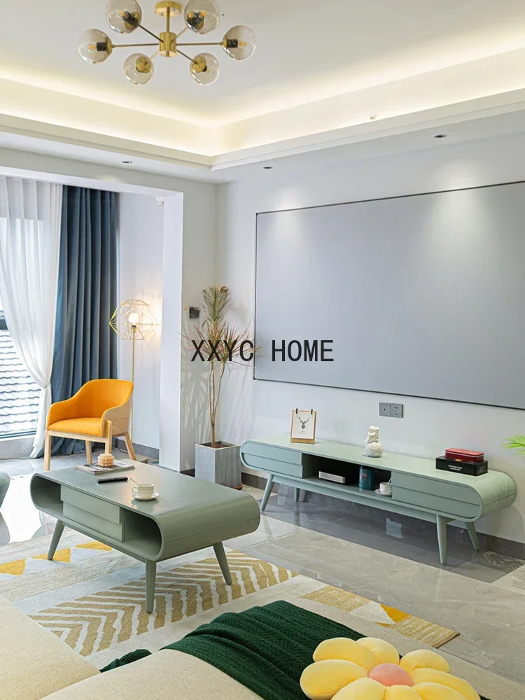 Mueble de TV de madera maciza para sala de estar, apartamento pequeño, mueble de suelo moderno y sencillo creativo para dormitorio