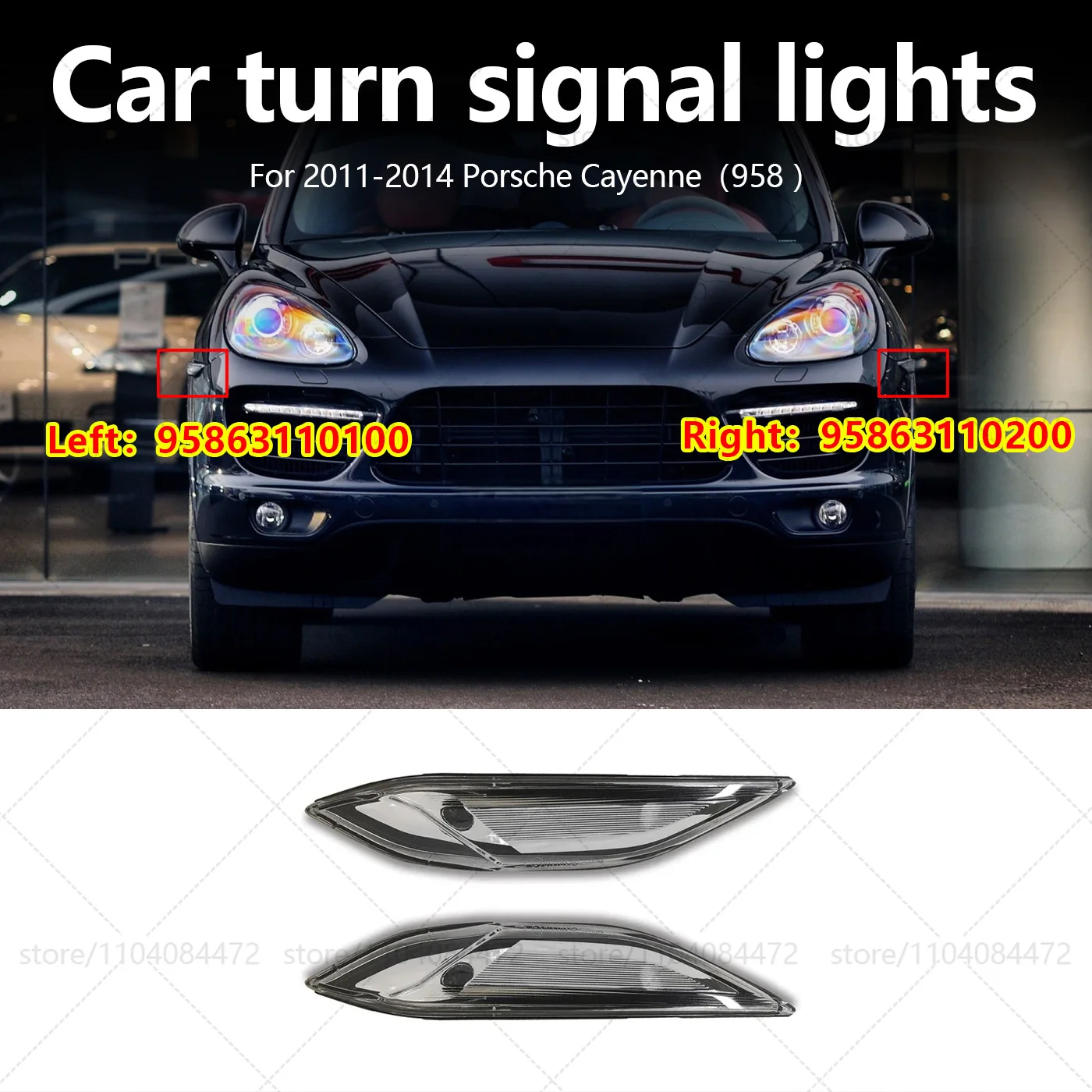 For 2011-2014 Porsche Cayenne（958）Car Front Fender Side Lights  OEM 95863110100  95863110200