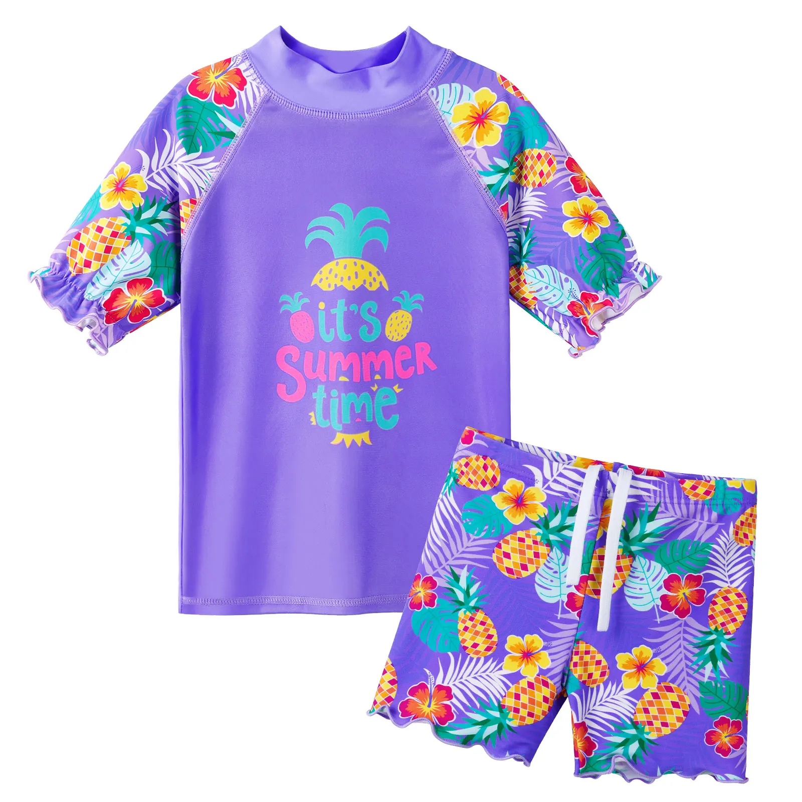 BAOHULU Short Sleeve Swimsuit Two Pieces Kids Swimwear  UPF50+ UV Sun Protective Bathing Suit Summer Beachwear Surfing Suit