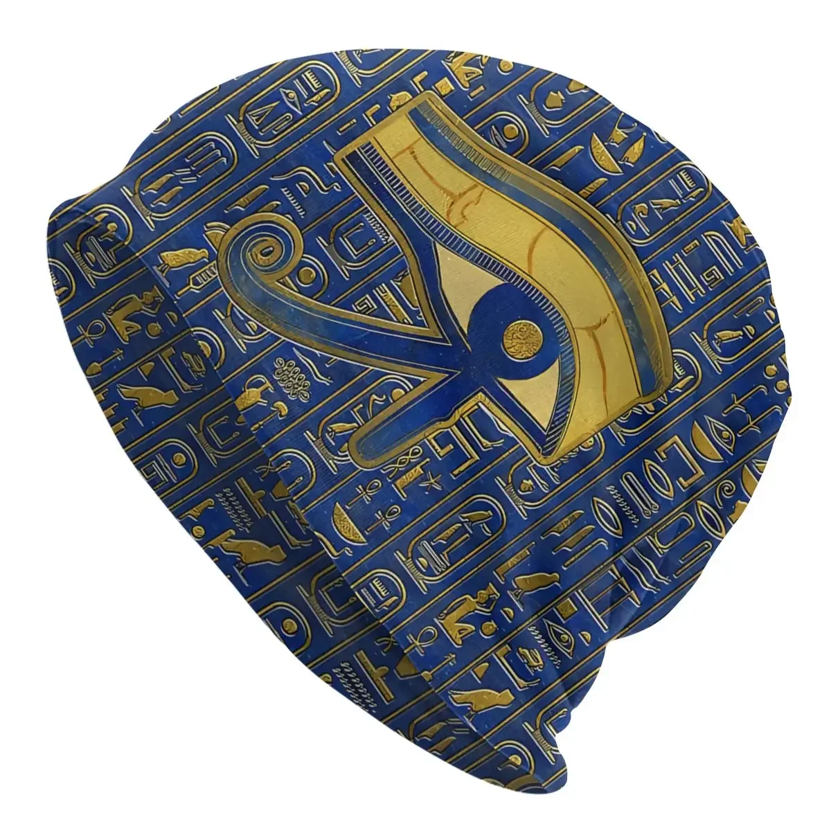 Egyptian Eye of Horus Wadjet Lapis Lazuli Men Women Thin Beanies Windproof Ski Cap Skullies Bonnet Hat