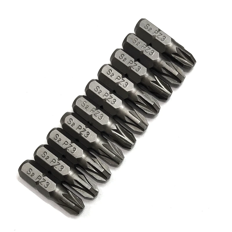 10 Buah Pozi PZ0 PZ1 PZ2 PZ3 Ujung Obeng Bit 1/4 "25Mm Obeng Bit Bor Betis Hex untuk Alat Perbaikan Rumah Tangga Daya