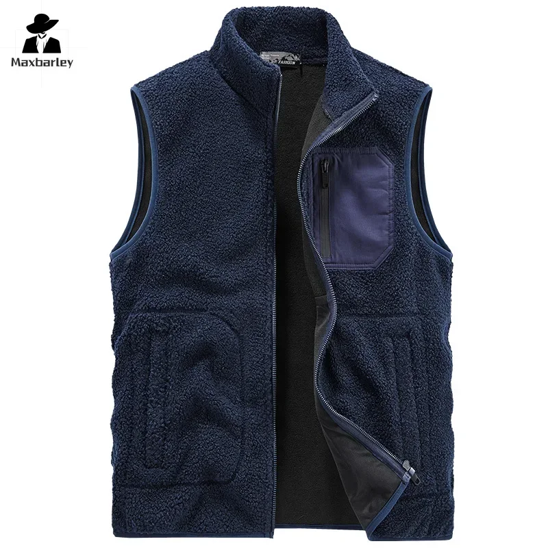 

2024 New Fleece Vest Men's Autumn and Winter Casual Double-sided Polar Fleece Cold-proof Sleeveless Jacket Outdoor Fishing Vest