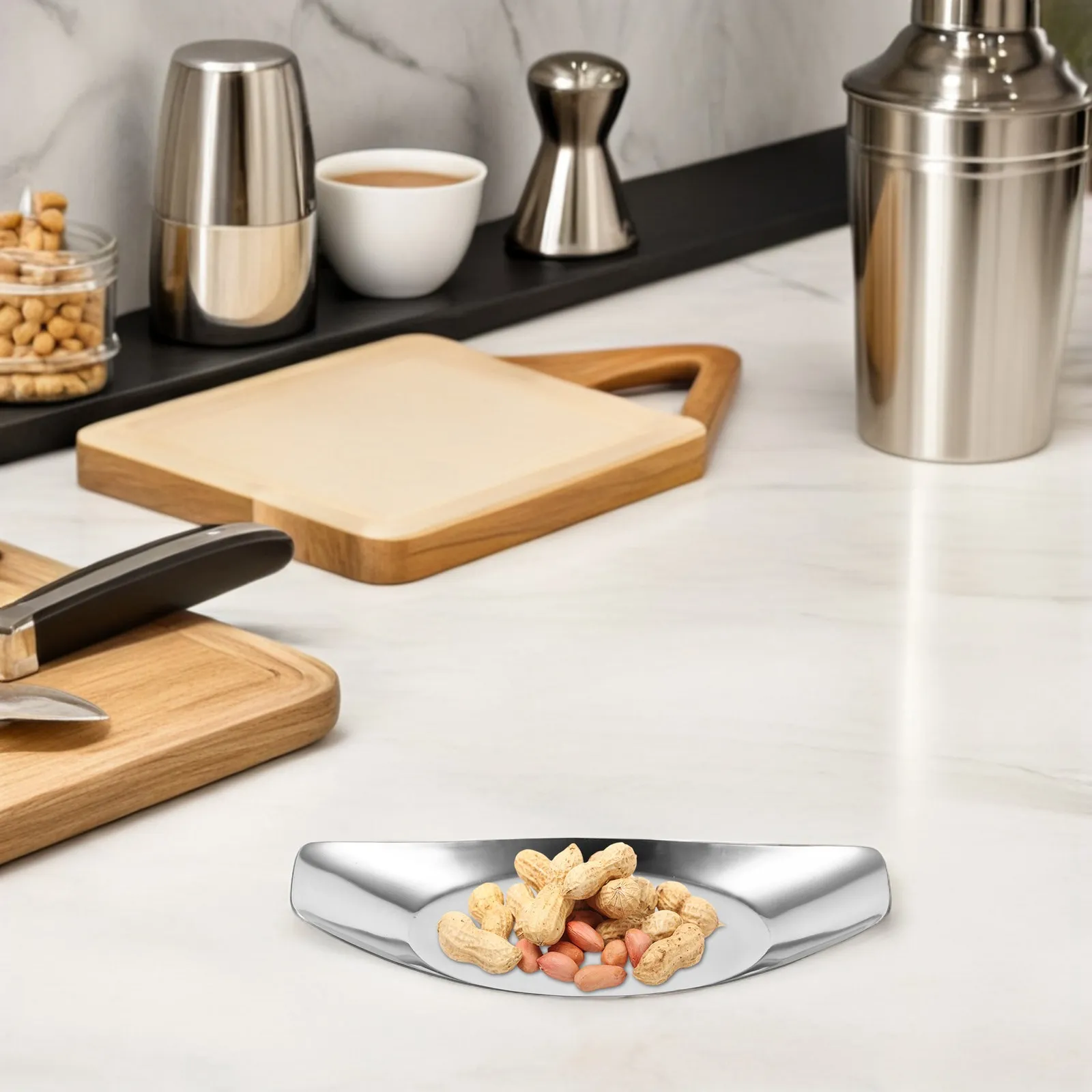 Stainless Steel Napkin Tray Unique Boat Design Snack Holder for Dining Table Kitchen Counter Hotel Guest Napkin Storage Serving view 6