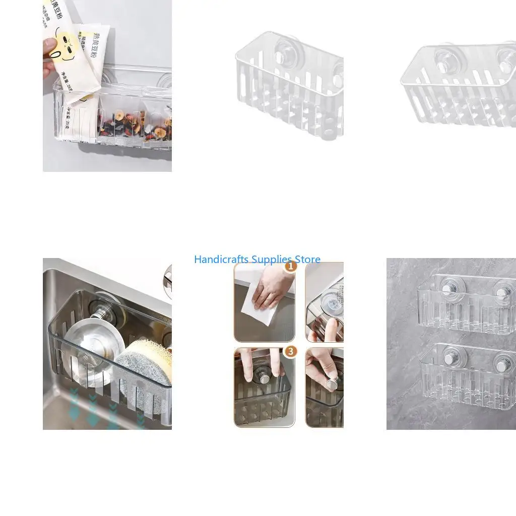R1WA Removable Plastic Sink Storage Tray Featuring Ventilation Holes for Fast Drying Suction Base Installation