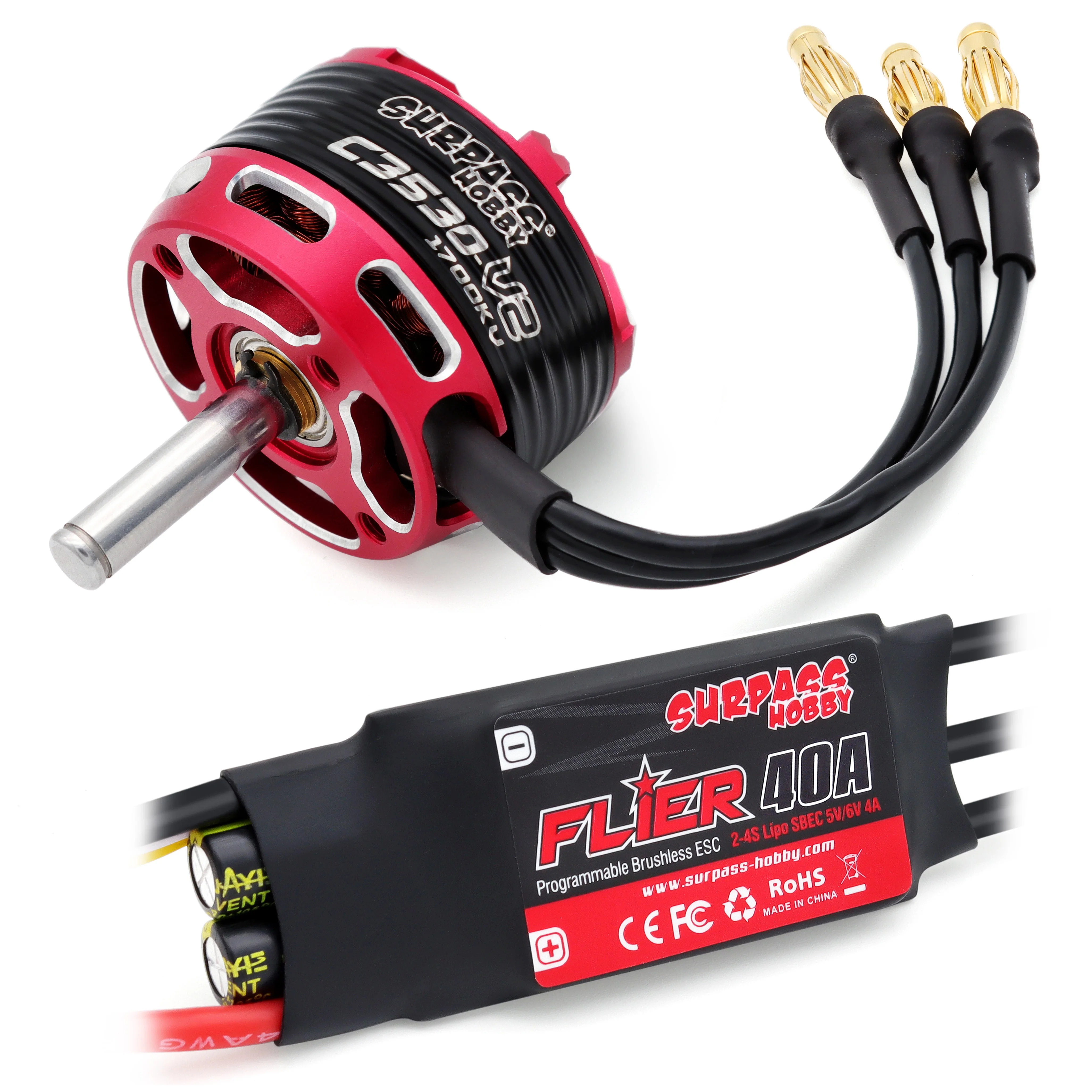 C3530 C3536 C3542 C3548 V2 Brushless Outrunner Motor 2-5S with 40A 50A 60A Brushless ESC For RC Aircraft Plane Multicopter