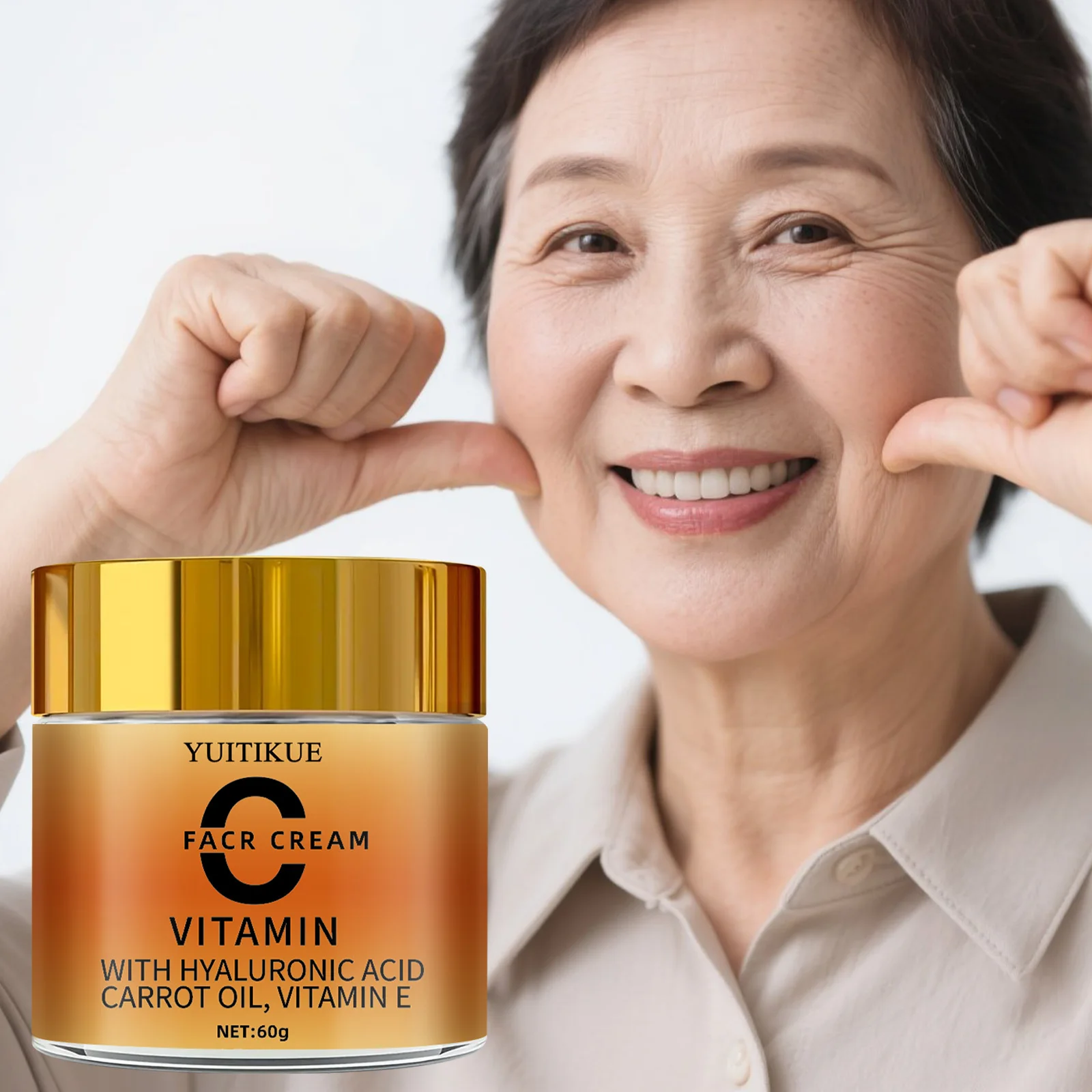 كريم الوجه YUITIKUE 60 جرام - فيتامين C، حمض الهيالورونيك وزيت الجزر، الترطيب العميق، ينعم ويضيء البشرة #3
