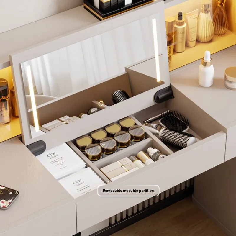 hidden mirror dressing table Italian minimalist large capacity Makeup vanity small apartment muebles de dormitorio furniture