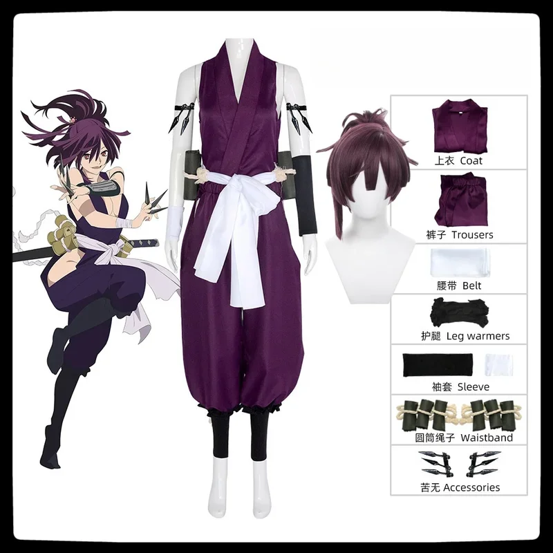 Yuzuriha Cosplay Anime Hell's Paradise Costume Wig Female Ninja Combat Suit Halloween Party Set