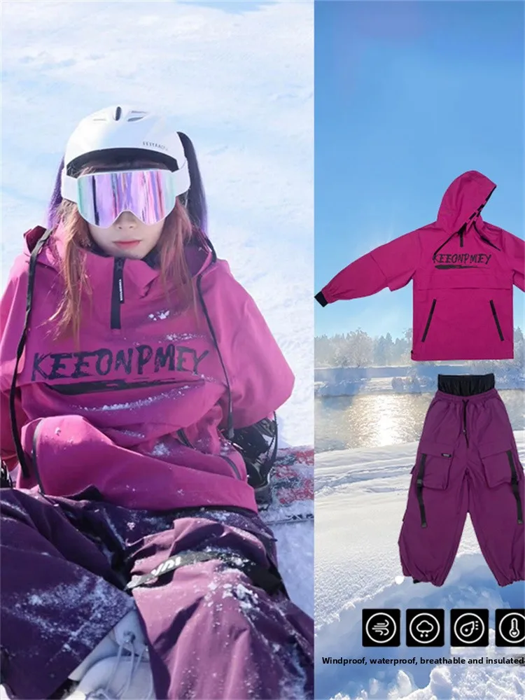 

Men's Skiing Outfit Set Warmth Outdoor Snowboard Sports Workwear Windproof Mountain Pants Long Sve Jaet And Trousers