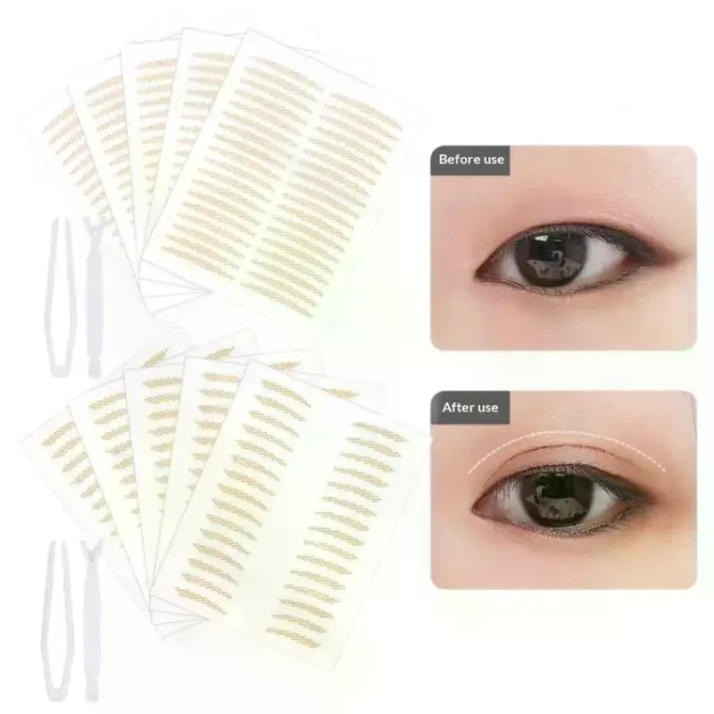Sheets Eyelid Stickers Clear Ultra-Thin Eye Lid Strips With Tweezers Long-Lasting Lace Eyelid Stickers For Natural Big Eye 10