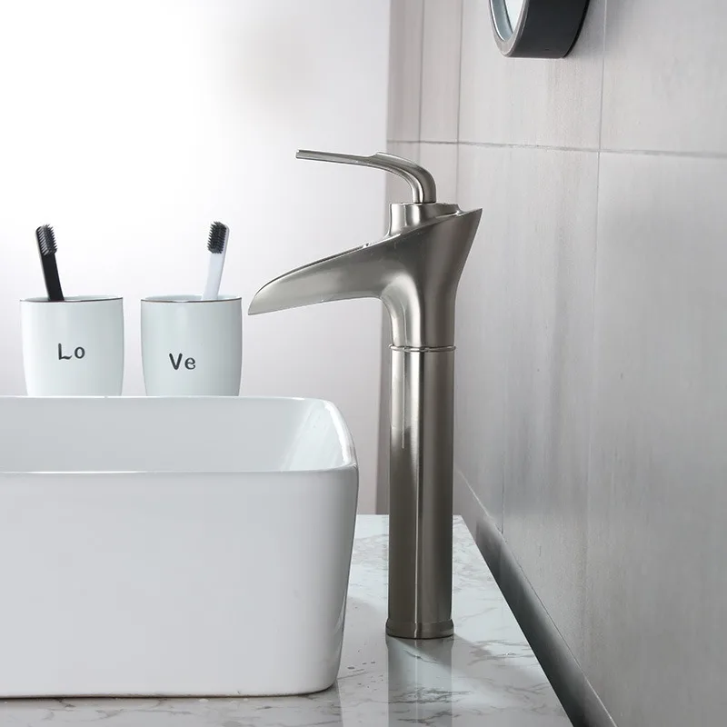 Wash basin, washbasin, waterfall faucet, all-copper toilet, household golden waterfall countertop basin, bathroom washbasin