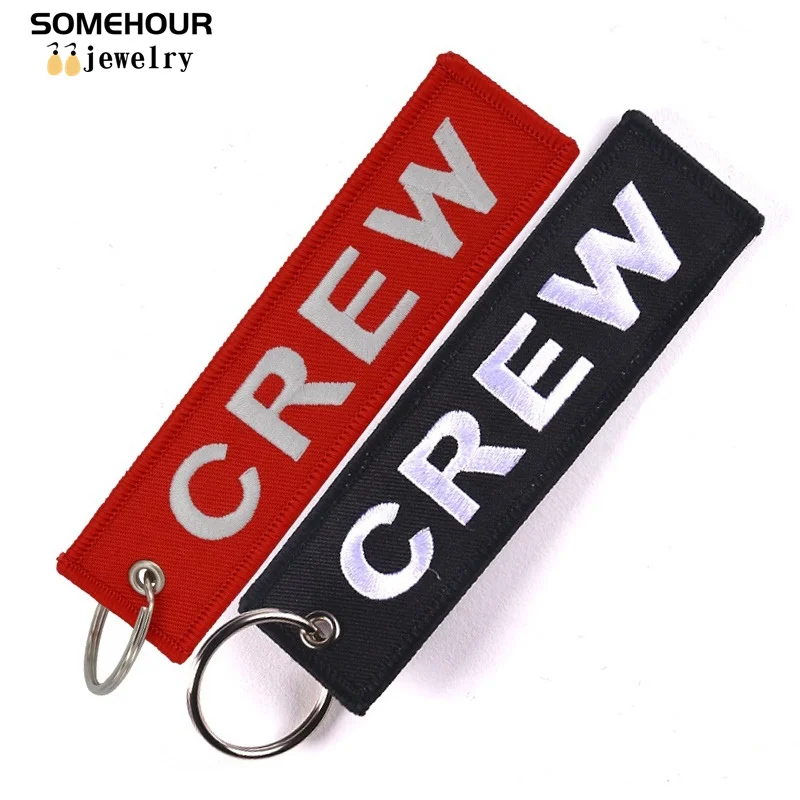 SOMEHOUR Trendy Embroidery Crew Keychain Ilaveros Luggage Tag Safety Label Car Bag Motorcycle Ring Keyholder For Christmas Gifts