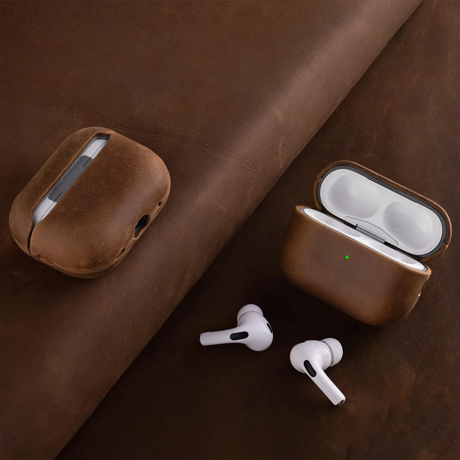 حافظة واقية لسماعات AirPods Pro 3 Crazy Horse من الجلد الطبيعي لسماعات Apple AirPods Pro 3 بلوتوث