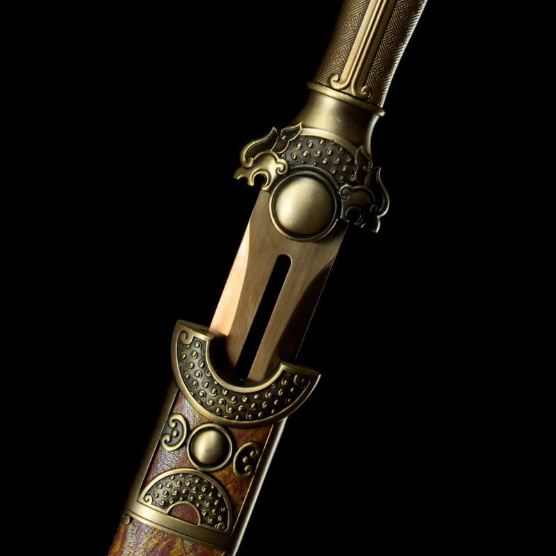 Medieval Han Sword High Manganese Steel Blade Real Full Tang Sharp Handmade Ready Battle Samurai Swords Golden Excalibur Katanas