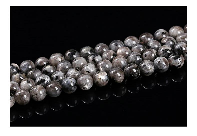 Natürlicher Labradoritstein, schwarze Spektrolit-Perlen, runde lose Zwischenperlen für die Schmuckherstellung, DIY-Halskette, Armband-Zubehör – Detail 5