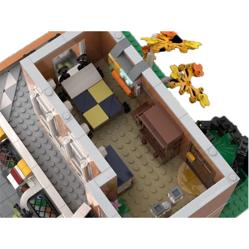 中世ストリートビューシリーズモジュラービルディングブロック MOC バーチボウリング場 DIY モデルテクニカルレンガ組立おもちゃクリスマスギフト