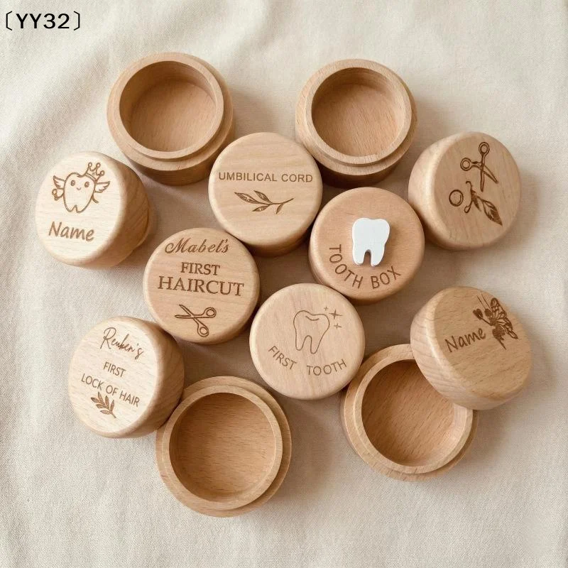 1 pièce de boîte à souvenirs en bois non fini pour dents de bébé, cheveux et souvenirs, boîte à dents de la fée, décoration de la maison, cadeau d'anniversaire〔YY32〕