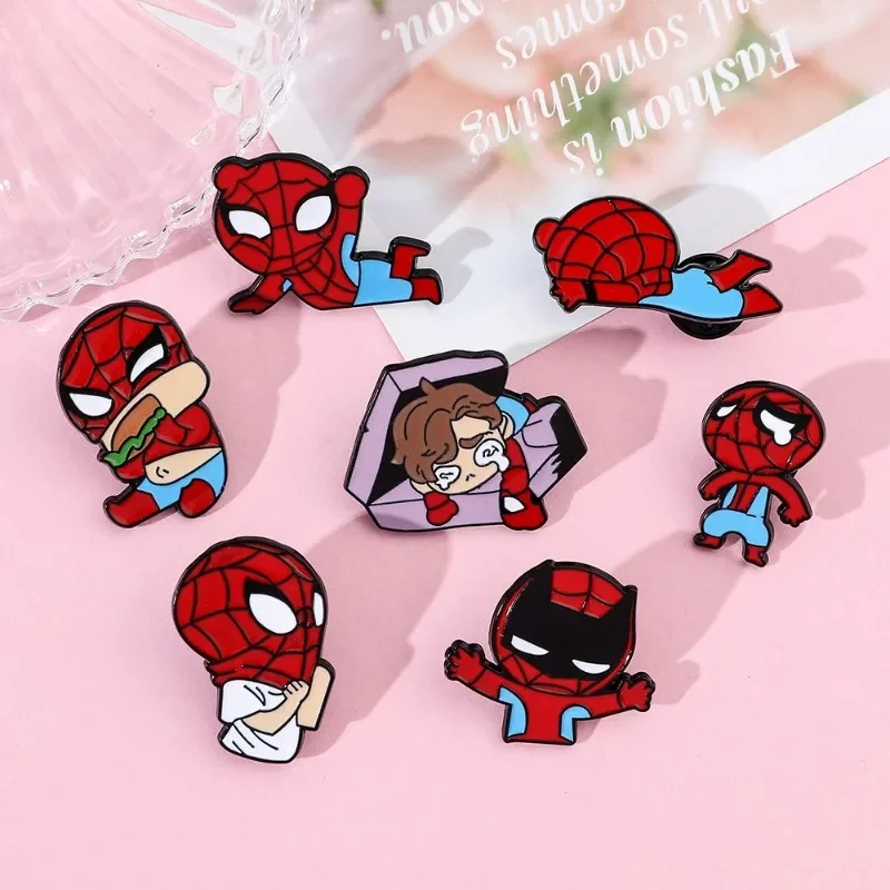 Q version Spider-Man brooch ins European and American Marvel peripheral cartoon cute super cute metal badge gifts wholesale