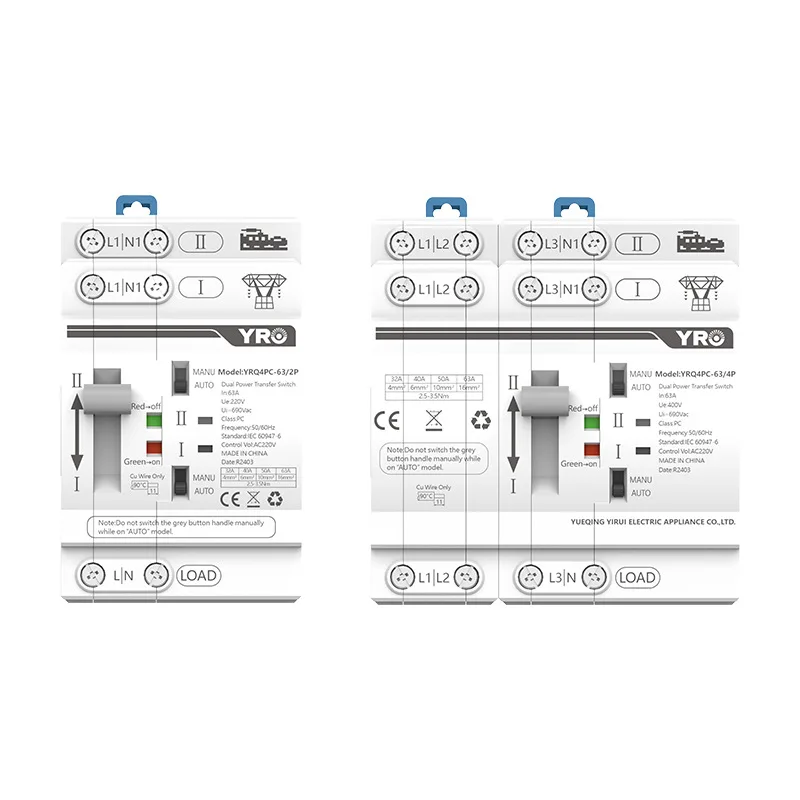 

Hot-Selling ATS Dual Automatic Transfer Switch 2P 63A 220V Household Emergency Power Switching Treasure
