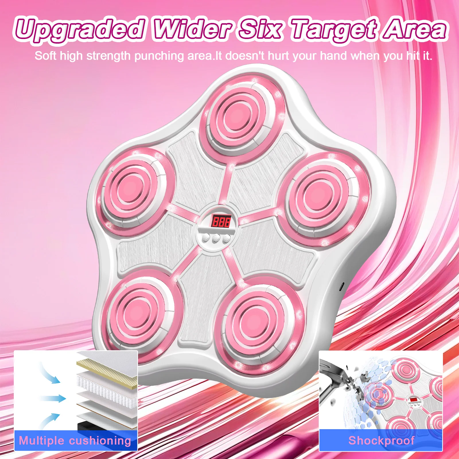 آلة الملاكمة الموسيقية الذكية المثبتة على الحائط، ارتفاع قابل للتعديل بحرية لتناسب أي إعداد، هدية عيد ميلاد مثالية