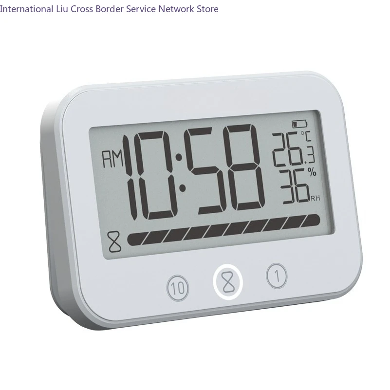 Mold, countdown, bathroom clock, double suction cup, double hook, instant suction and hanging, alarm clock