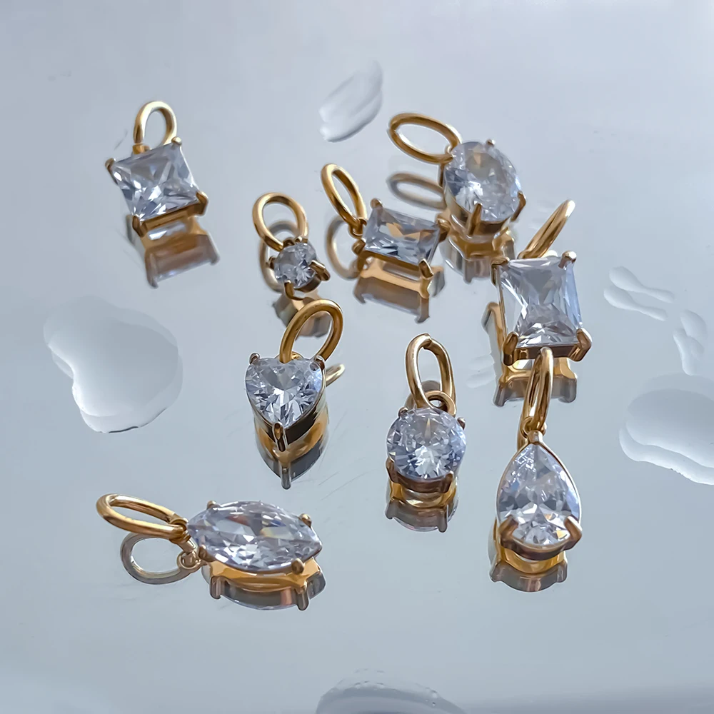 EMANCO Zircon Small Rectangle Pendant Charm for DIY Jewellery