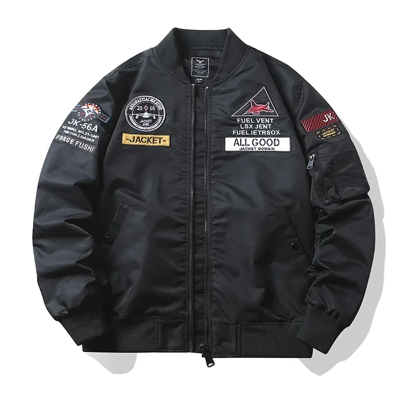 2025 Men's Bomber Jacket Autumn Air Force MA1 Pilot Jacket Heavy Industry Embroidery Motorcycle American Fashion Baseball Jacket
