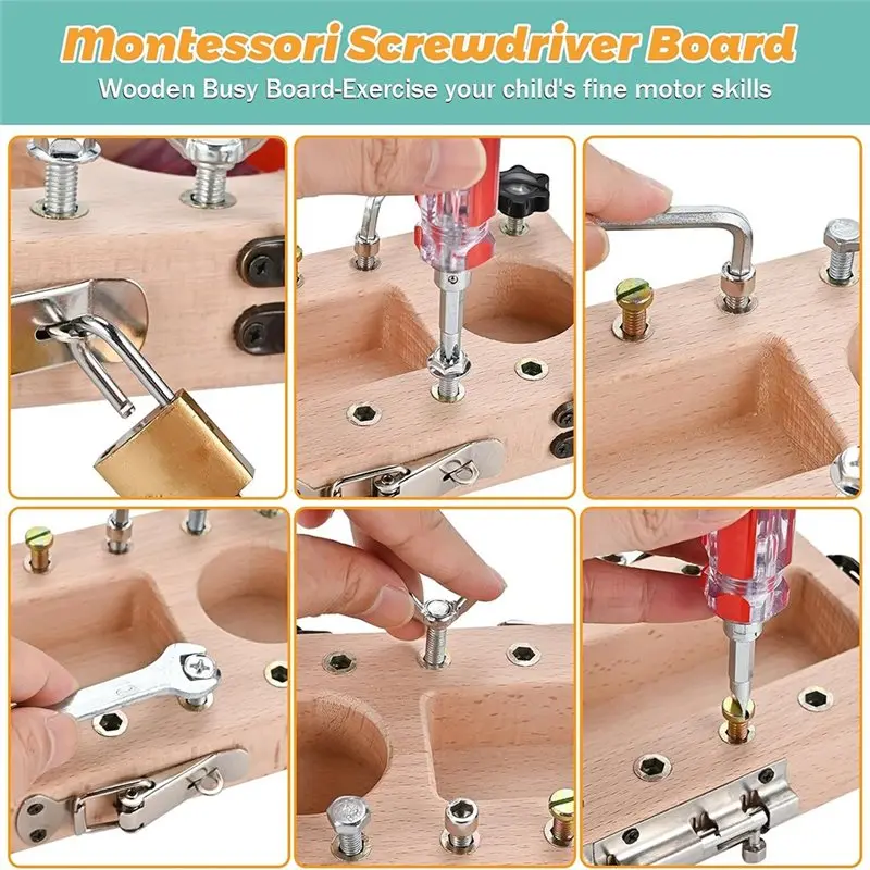 BEDW-Montessori Screwdriver Board Set Multifunctional Finger Dexterity Grip Strength Trainer Hand-Eye Coordination