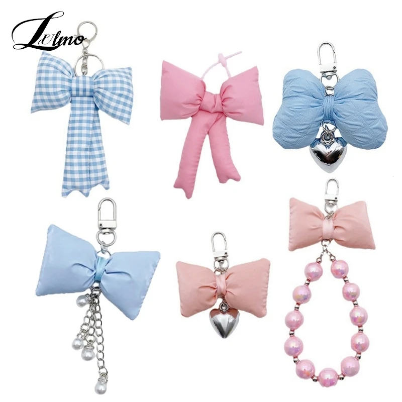 Fashion Cute Bowknot Keychain For Women Girls Sweet Cool Bag Pendant Decoration Phone Chain Jewelry Accessories