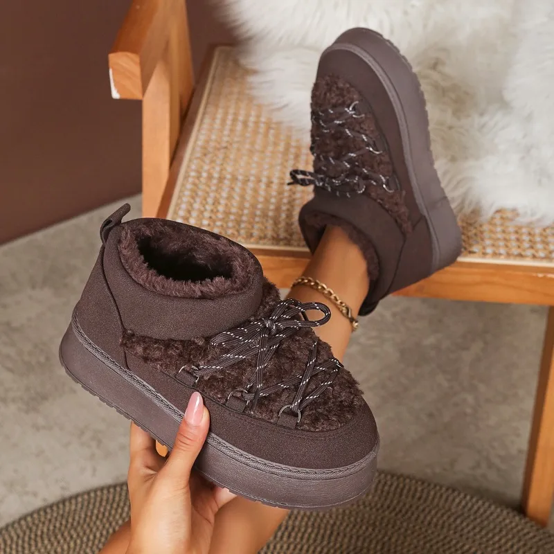 النساء أحذية مسطحة الجلد المدبوغ جديد الفراء موضة حذاء من الجلد عادية 2025 الاتجاه الشتاء أحذية رياضية امرأة الثلوج الأحذية المشي Zapatos Mujer
