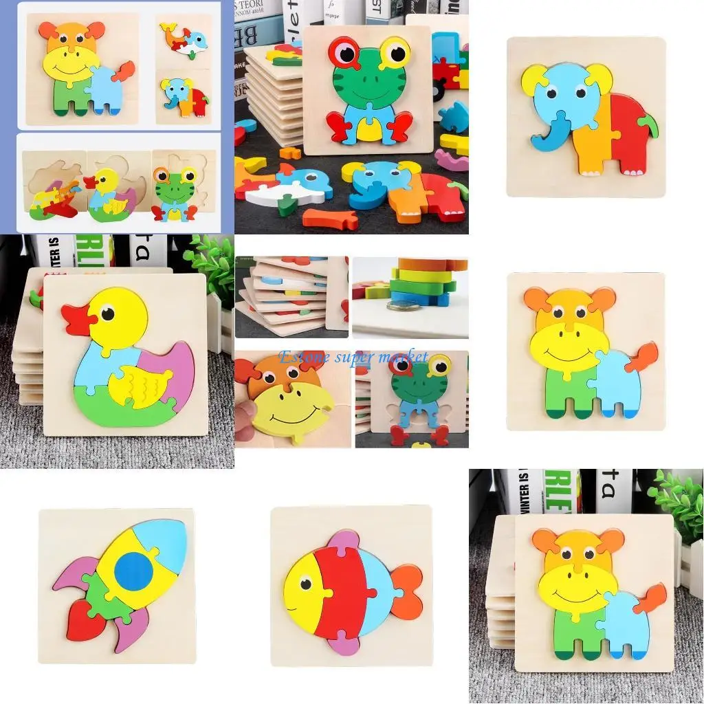 

090B обучающий сенсорный мультяшный пазл Tangram для детей, игровой набор для дошкольного обучения